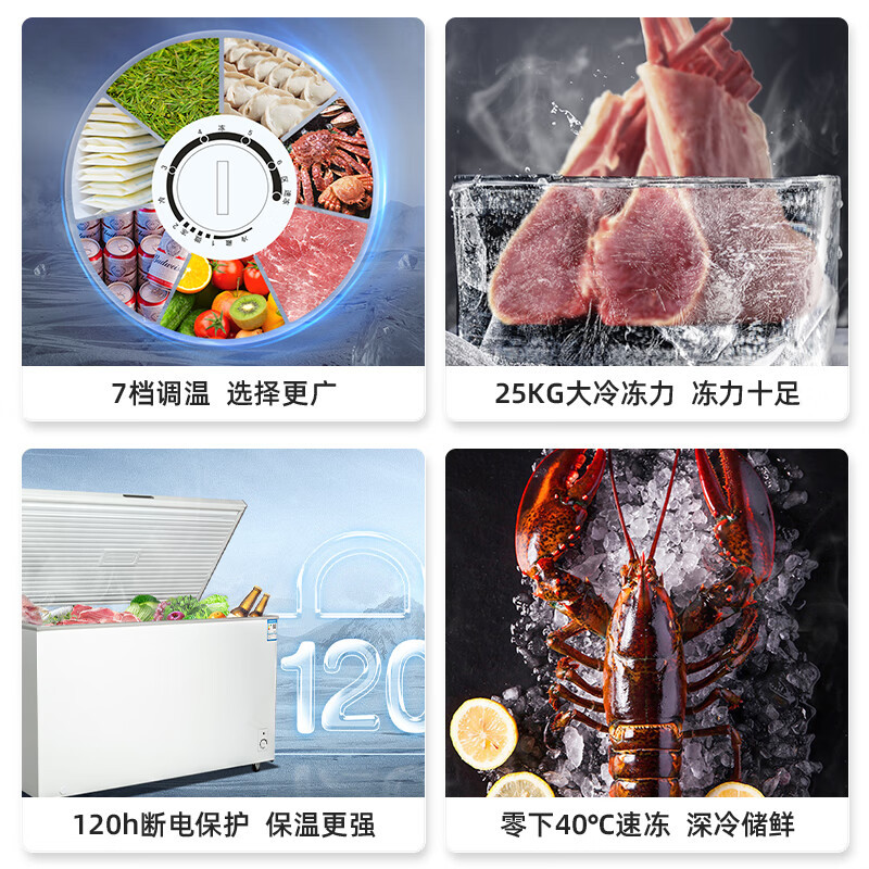 美菱冰柜401升卧式家用商用冷藏冷冻可转换大容量冷柜一级能效节能大冷冻保鲜速冻大冷柜补贴电冰柜 BC/BD-401DT高清大图