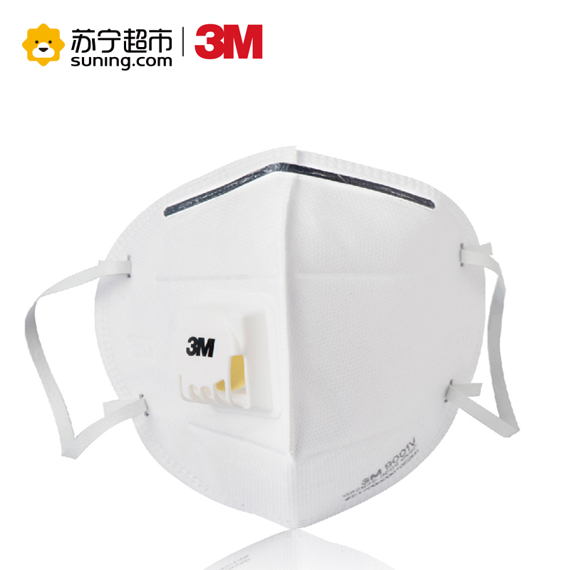 (经典升级)3M 9001V 防PM2.5颗粒物防护口罩 防雾霾粉尘带呼吸阀劲滤面罩 耳带式3枚装