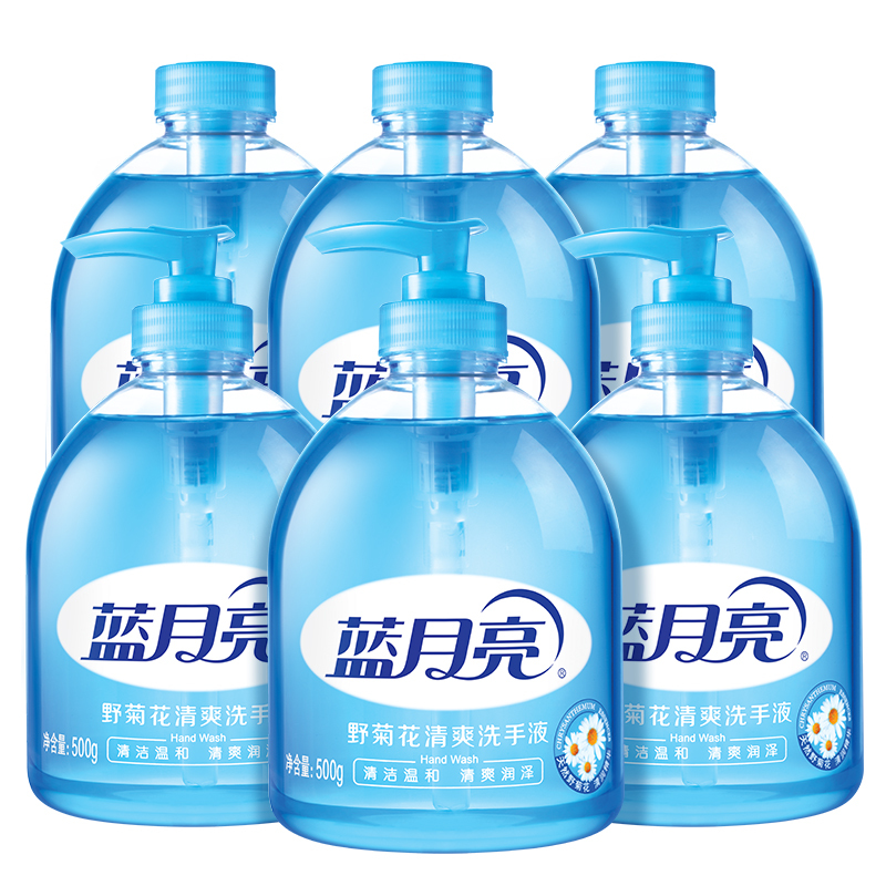 蓝月亮 洗手液清爽润泽500g*3瓶+500g*3瓶补组合整箱装野菊花清洁温和