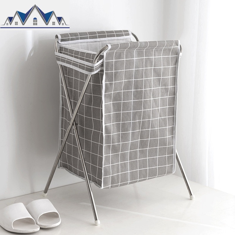 脏衣篮家用北欧玩具桶洗衣框衣物篓布艺折叠放脏衣服收纳筐装衣娄 三维工匠收纳篮 无盖灰格子—单U款