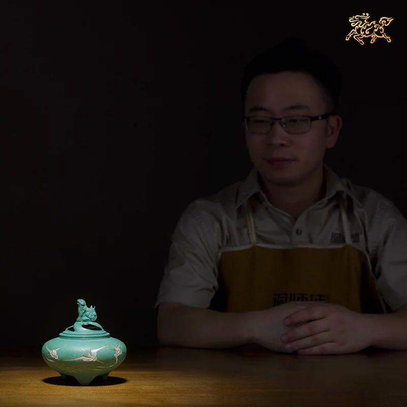 美帮汇全铜摆件《高冈铜器之鶴彫金(小)》铜工艺品 香炉高清大图