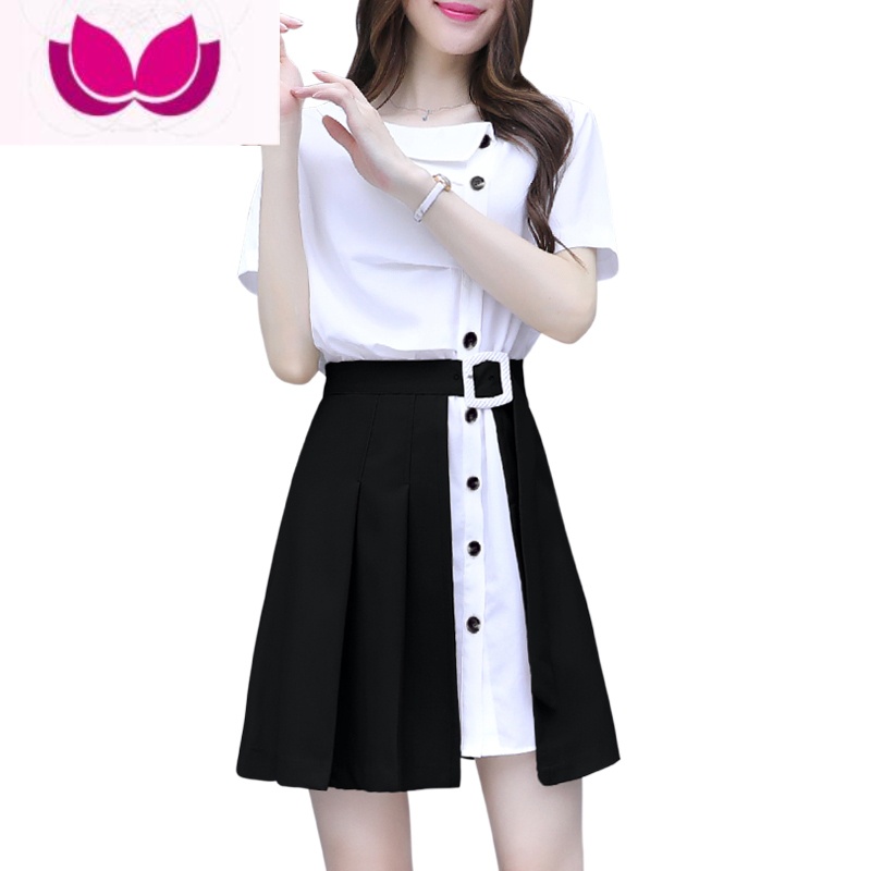 七斓高级感气质连衣裙子女夏季女装2023年新款质感小个子短裙套装高清大图