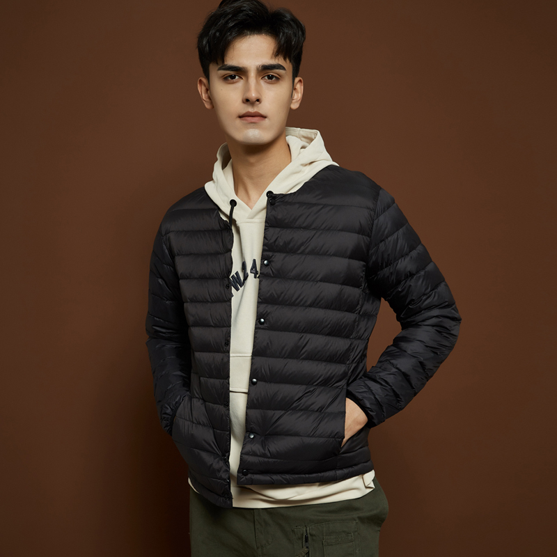 newlake2020年新款轻薄羽绒服男士无领羽绒保暖内胆大码内穿圆领薄款