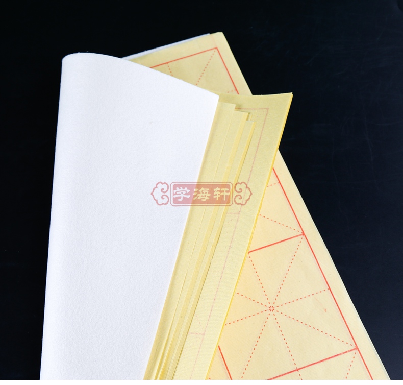 [正版]学海轩墨点制毛边纸送毛毡文房四宝宣纸8开12格米字格适合中小学生及书法初学者使用毛笔字帖软笔书法临摹练习写字加高清大图