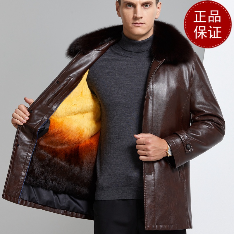 顺丰免费试穿 送礼高端皮草大衣可拆卸内胆真皮皮衣男山羊皮爸爸装尼克服金水貂内胆皮草加厚冬外套新年轻奢貂皮男装外套送长辈高清大图