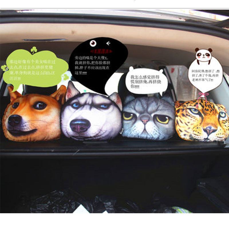 哈士奇doge创意汽车头枕 可爱3D汽车靠枕 卡通车用护颈枕车枕车饰