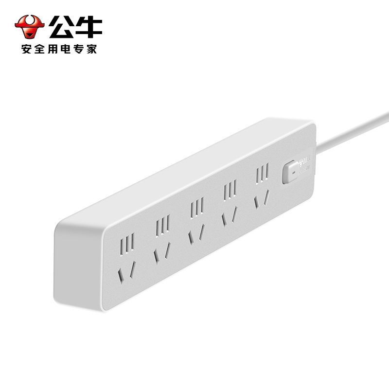 公牛(bull)GN-Z1051T晨雾白全长1.8米大学生宿舍开学习插座多功能快充usb多孔延长线超薄插排