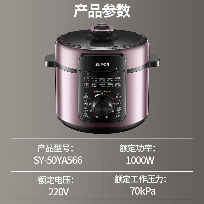 苏泊尔(SUPOR )家用双胆智能球釜大容量电压力锅SY-50YA566 金属色 5L (规格:台)高清大图