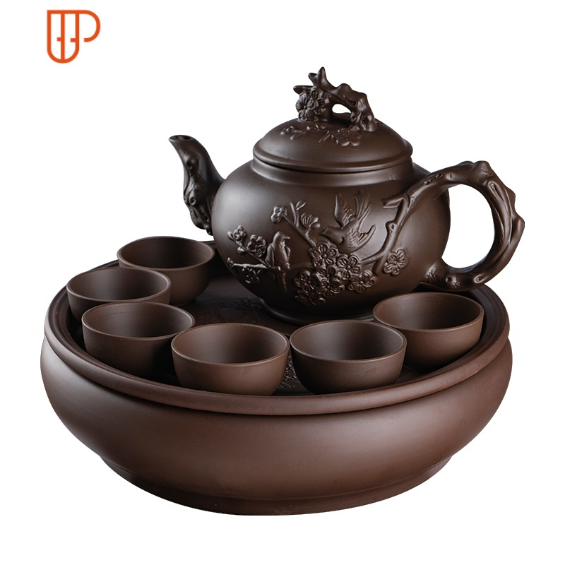 宜兴半手工旅行茶具大容量大号半手工壶梅花壶家用功夫茶具泡旅行