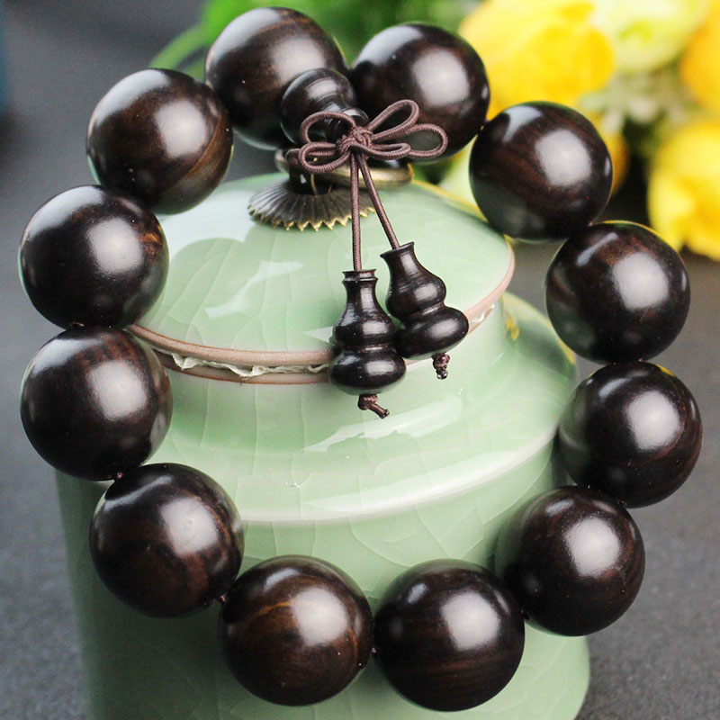 天然黑檀手串檀香乌木佛珠手链黑黄檀紫光檀男女饰品厂家直销送女朋友老婆情人节七夕生日礼物