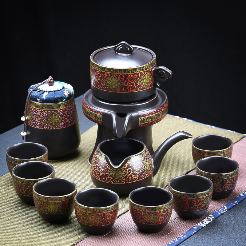 [补贴10%]懒人半全自动创意石磨旋转功夫泡茶器茶具套装家用陶瓷茶壶茶道高清大图