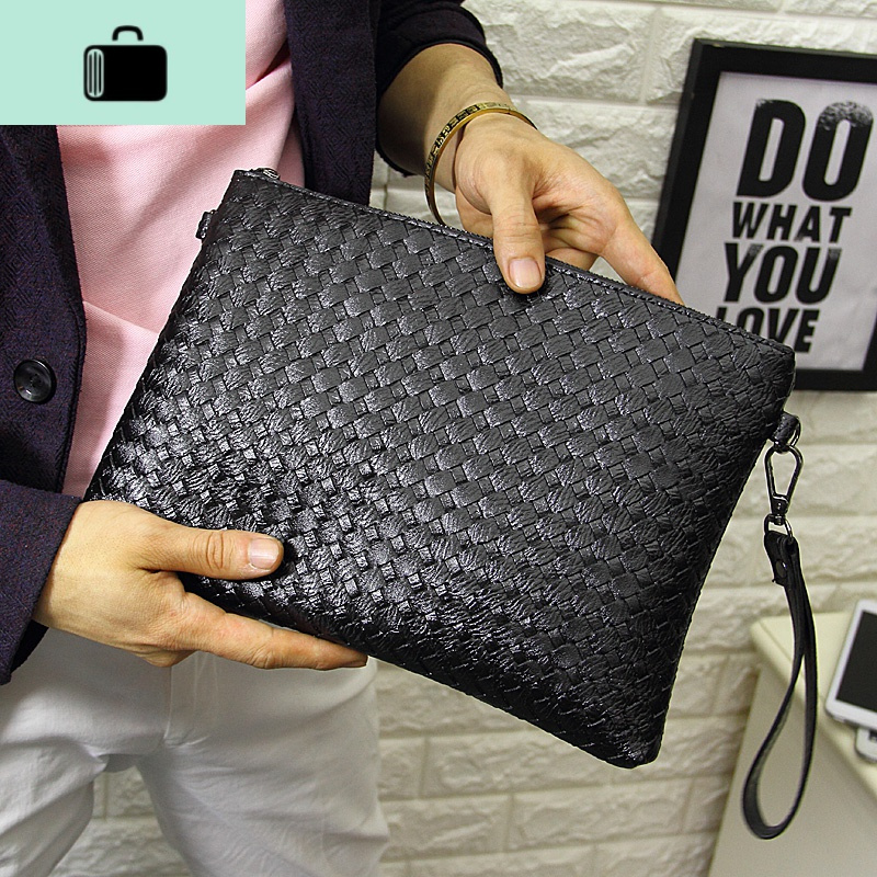 社会人女生手拿包女士夹包手包编织皮软信封包手提钱包网红手机包new