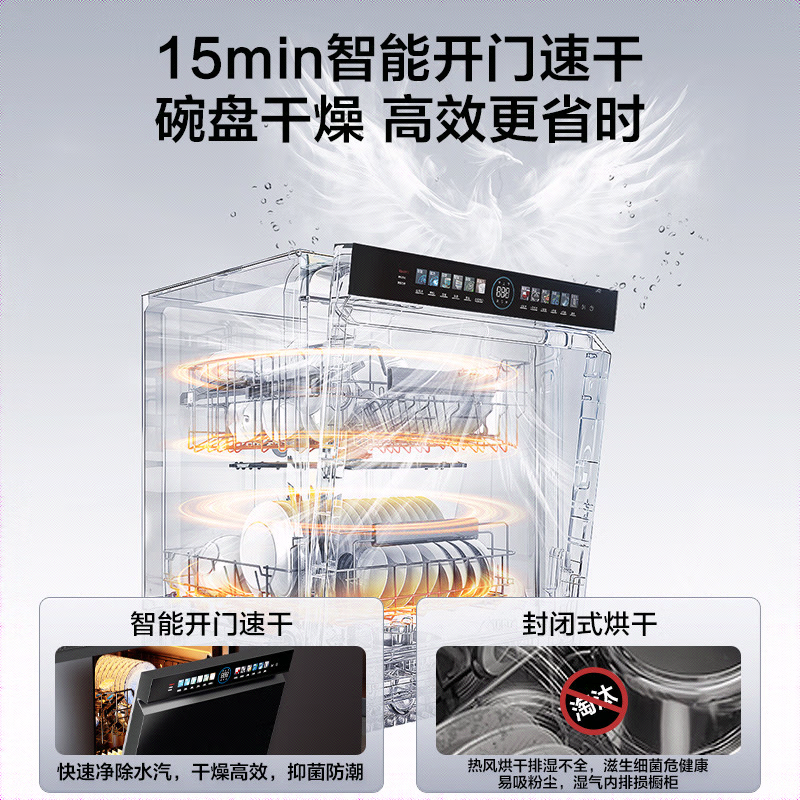 海尔(Haier)双面洗嵌入式健康洗碗机云溪W5000Max 升级大16套变频分区洗新一级水效7天存储高清大图