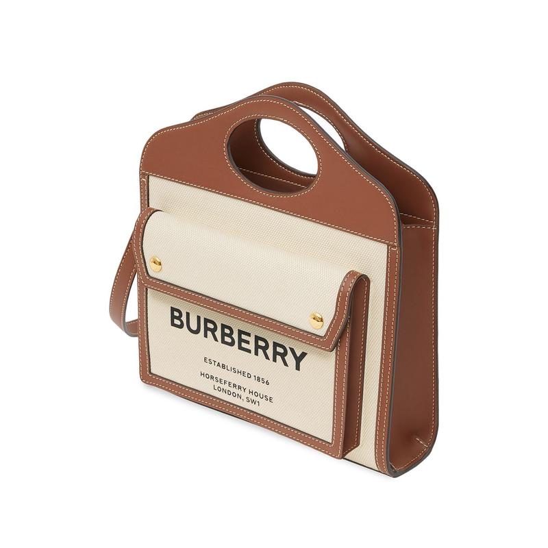 博柏利(BURBERRY)迷你双色拼接女士单肩包可拆卸肩带实用口袋包手高清大图