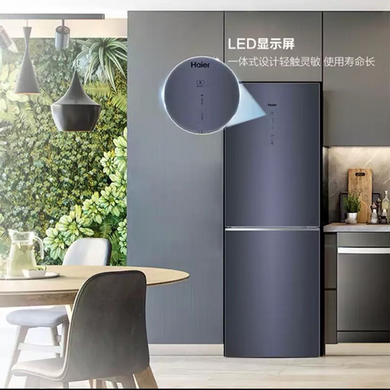 海尔(Haier)BCD-272WLHC2D0B1 272升双开门小型家用二门变频超薄小尺寸大冷冻室风冷无霜节能冰箱