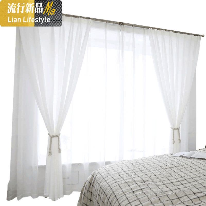 透光不透人窗纱简约现代加厚白色沙客厅隔断阳台遮光窗帘纱白纱帘 三维工匠图片