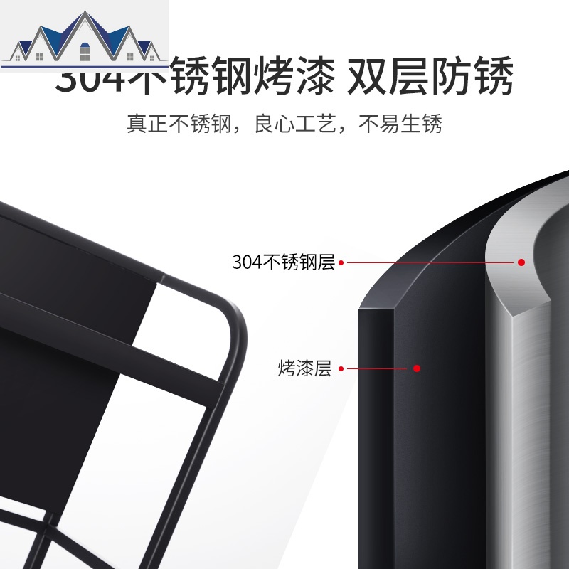 304不锈钢黑色厨房置物架用品收纳家用台面调味调料架子盒瓶刀架 三维工匠高清大图