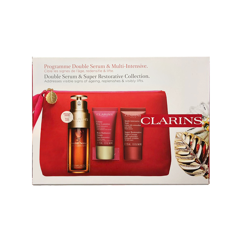 CLARINS娇韵诗三件套(双萃50ml+花样年华日霜15ml+晚霜15ml)