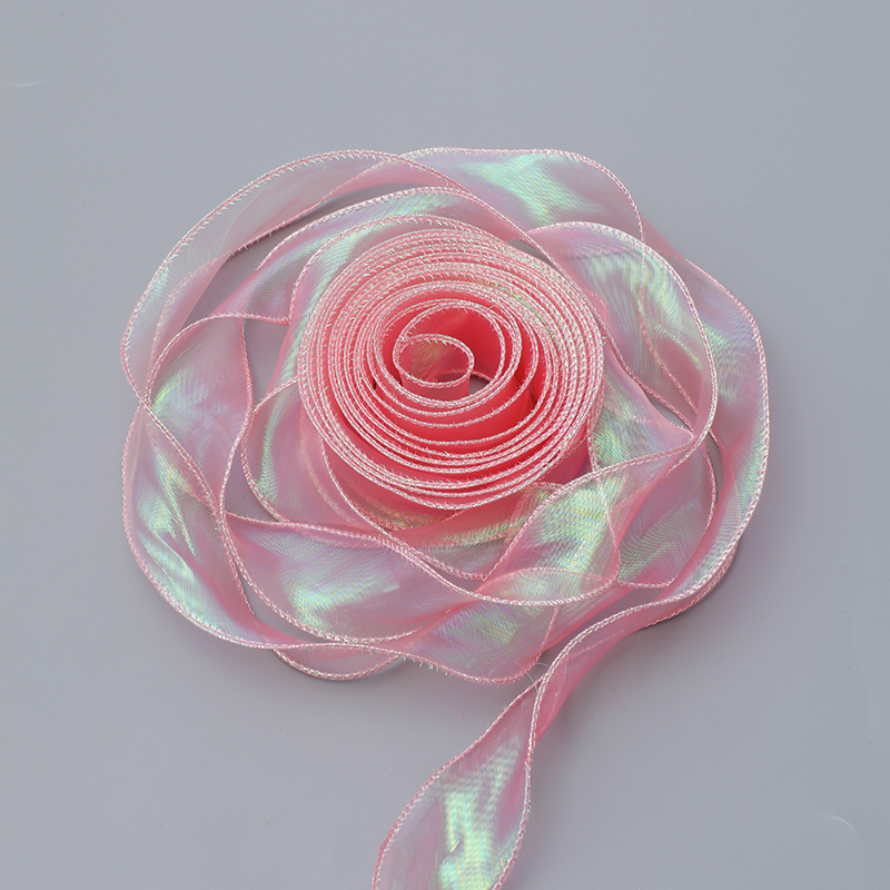 幻彩纱鱼尾纱纱带彩带缎带波浪纱网纱鲜花包装纸丝带花束花艺包花