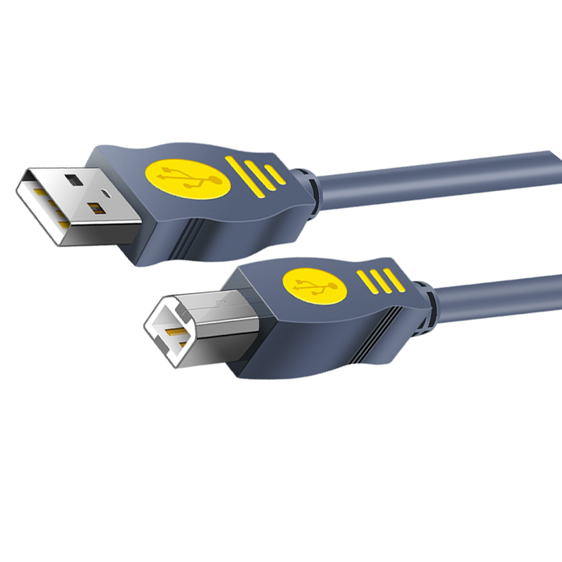 晶华 usb2.0打印机数据线加长连接线惠普爱普生通用方口打印线延长线 灰色5米