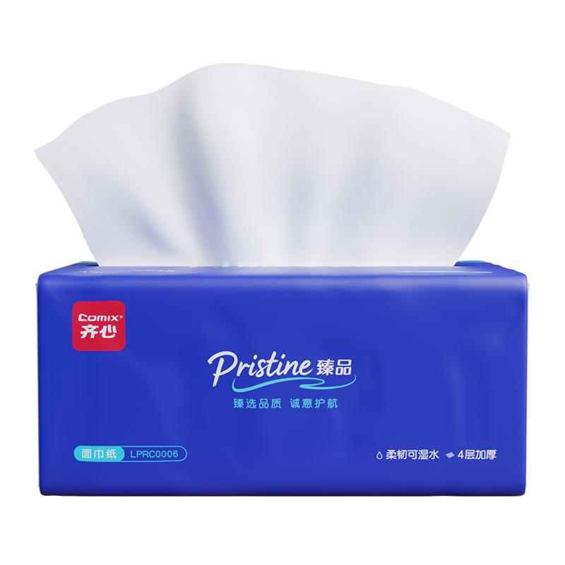 齐心 LPRC0006 臻品系列 纸面巾(软抽纸) 100抽4层 80包/箱 白 单位:箱高清大图