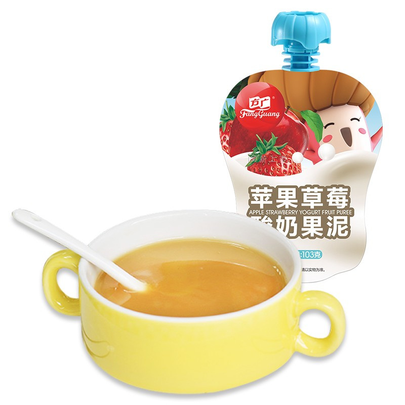 方广 苹果草莓酸奶果泥5袋 103g/袋 一岁以上婴幼儿辅食果泥宝宝儿童营养健康零食果汁泥水果泥吸吸袋无添加