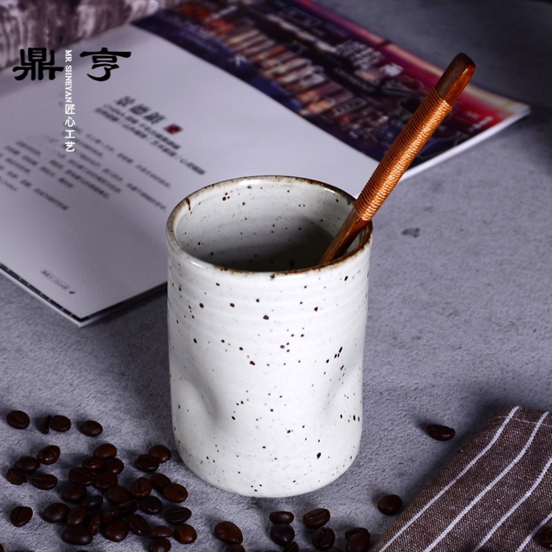 鼎亨陶原矿创意纯手工粗陶茶杯景德镇柴烧陶艺杯子日式简约水杯个