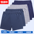 恒源祥纯棉内裤男士平角裤中老年人四角裤老人加大码宽松短人裤平 否否4XL 8条2条青灰色+3条麻灰色+3条藏青色