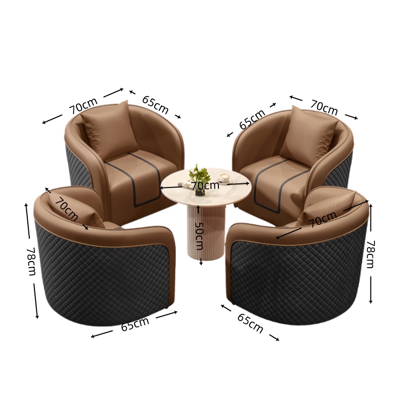 智叶舟接待沙发组合单人位*4+小圆桌70*70*50cm套高清大图