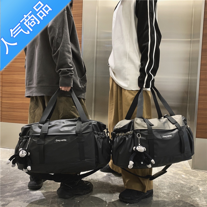 封后短途旅行包男手提行李包大容量出差旅行袋子运动健身包斜大男封旅高清大图