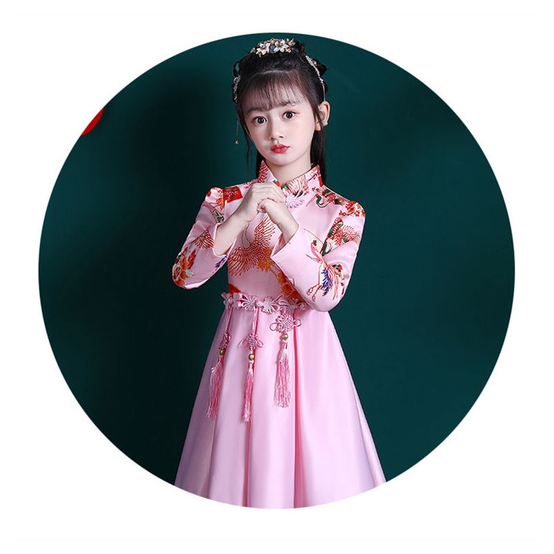 汉服女童春秋连衣裙儿童古装仙中国风春款女孩旗袍裙子唐装春装