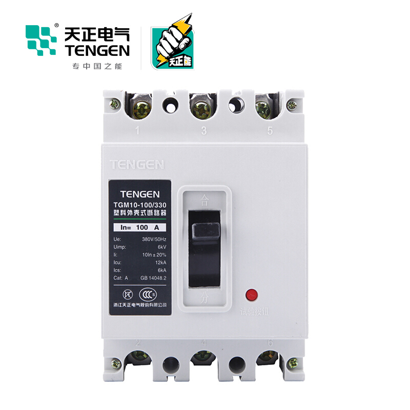 天正电气 TGM10-100 12KA 热磁式100A 3P 手动固定式380V 01040080029 塑壳断路器