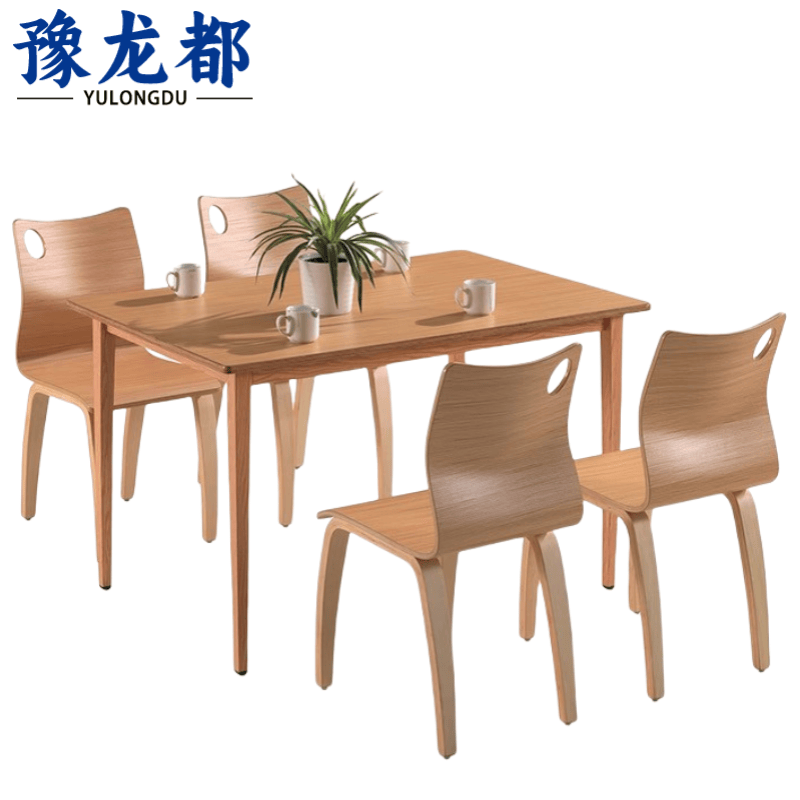 豫龙都食堂餐桌椅一桌四椅套