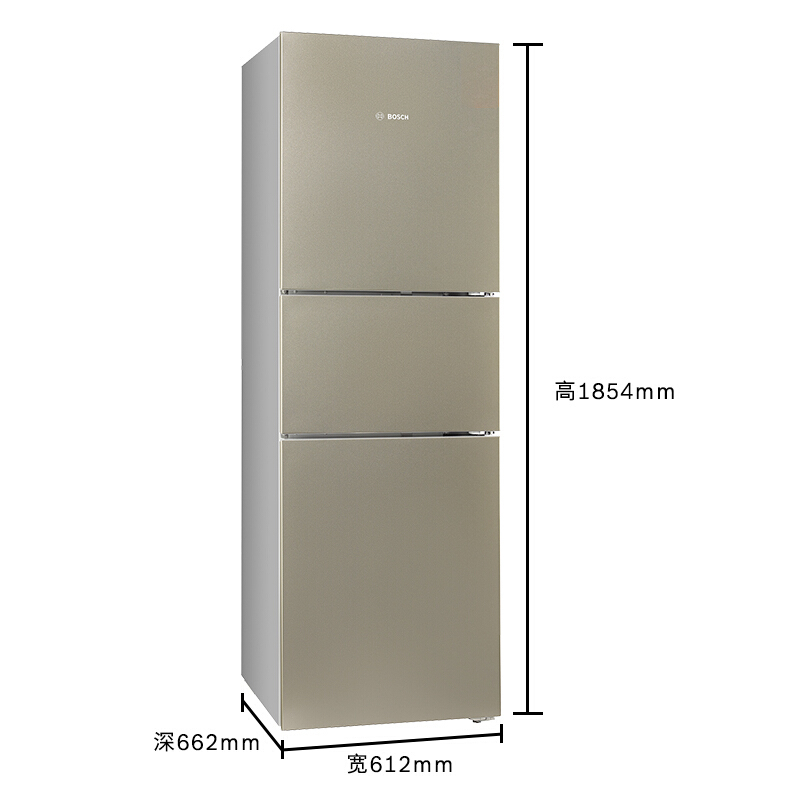 博世(BOSCH)KGU28A2Q0C 274升 混冷无霜 零度保鲜 LED内显 家用三门冰箱
