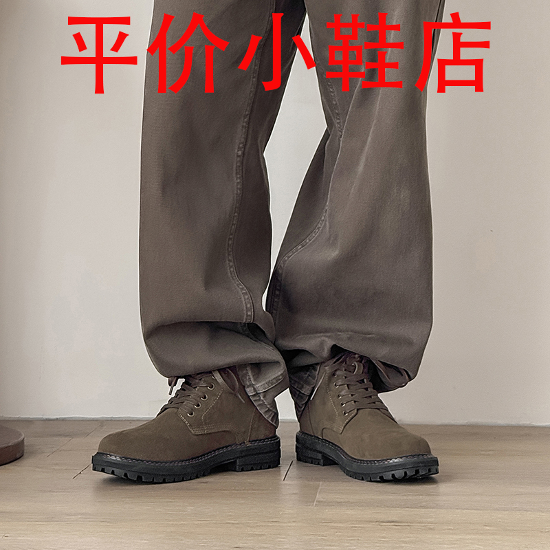 迪罗尼卡沙漠靴美式复古英伦风工装靴潮翻毛马丁靴男中帮2025新款真皮透气高清大图