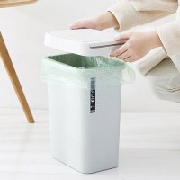 简约手按垃圾桶有盖家用卫生间卧室客厅长方形翻盖带盖厕所弹盖按压式垃圾桶生活日用清洁用品清洁工具
