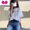 七斓欧洲站白色t恤女短袖夏季新款宽松字母印花体恤半袖上衣ins潮