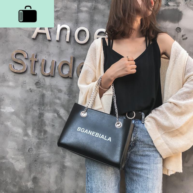 包包女2019新款潮简约大气手提包韩版百搭斜挎包大容量单肩链条包NEWLAKE高清大图