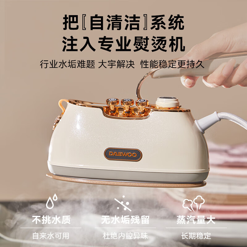 大宇(DAEWOO) HI-036 手持挂烫机家用熨烫机蒸汽电熨斗 北欧白