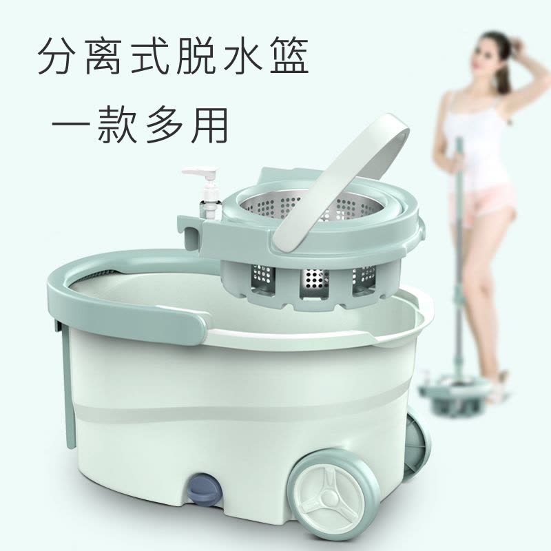 拖把杆旋转通用式免手洗拖把家用自动懒人一拖地墩布桶拖布净图片