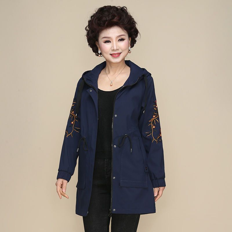 迪鲁奥(diluao)中老年风衣女中长款中年妈妈秋装外套2021新款洋气上衣