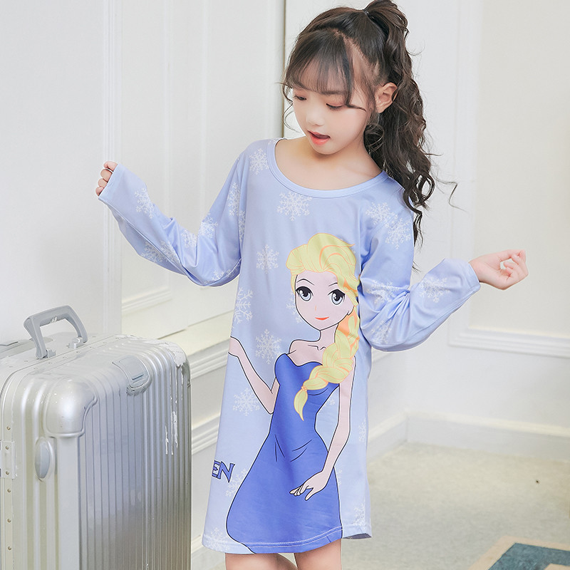 促销春秋季儿童长袖睡裙可爱公主睡衣女童家居裙中大童装家居服