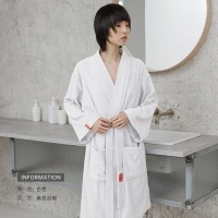 三利毛巾料浴袍女冬厚长款吸水速干纯棉华夫格情侣酒店全棉浴衣男 S(适合身高155-165cm) 白色(毛巾料厚款)