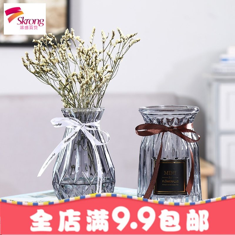 创意玻璃透明花瓶欧式水培绿萝植物花瓶百合富贵竹插花瓶客厅摆件