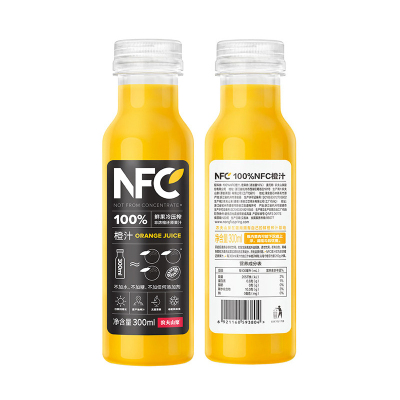 农夫山泉100%NFC橙汁300ml*24瓶整箱