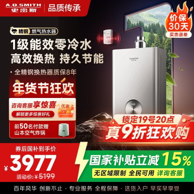 AO史密斯佳尼特 1级能效16L零冷水燃气热水器 JSLQ28-TJ3
