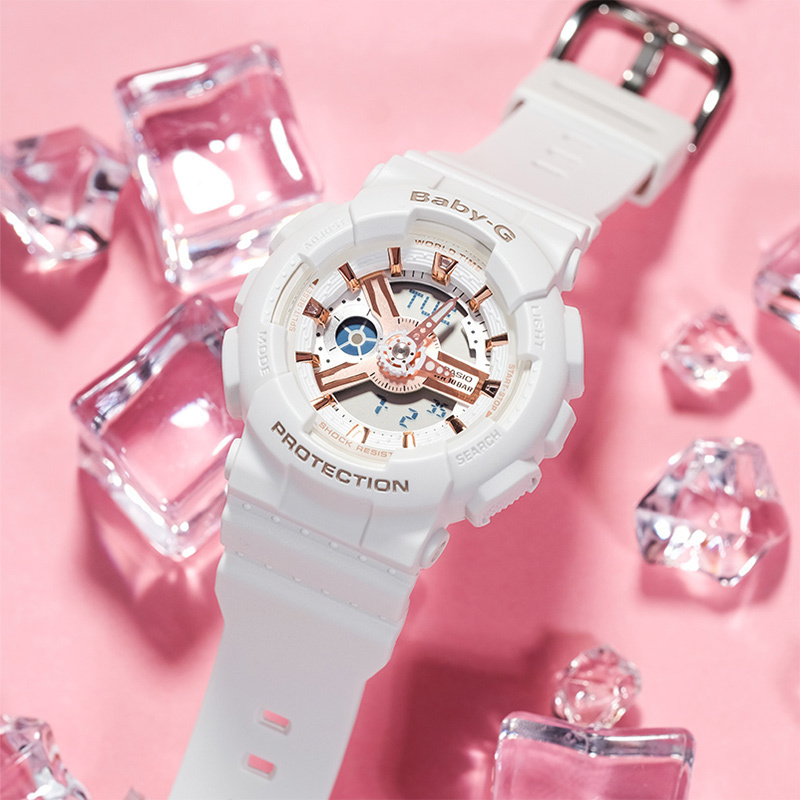 Casio官方旗舰店卡西欧手表女BABY-G石英表女非机械表潮流运动户外限量简约女士防水防震日韩insBA-110RG高清大图