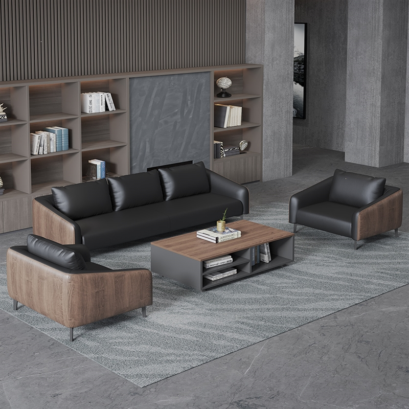 老板办公室商务沙发洽谈签合同沙发皮艺藤印象简约大气接待办公沙发