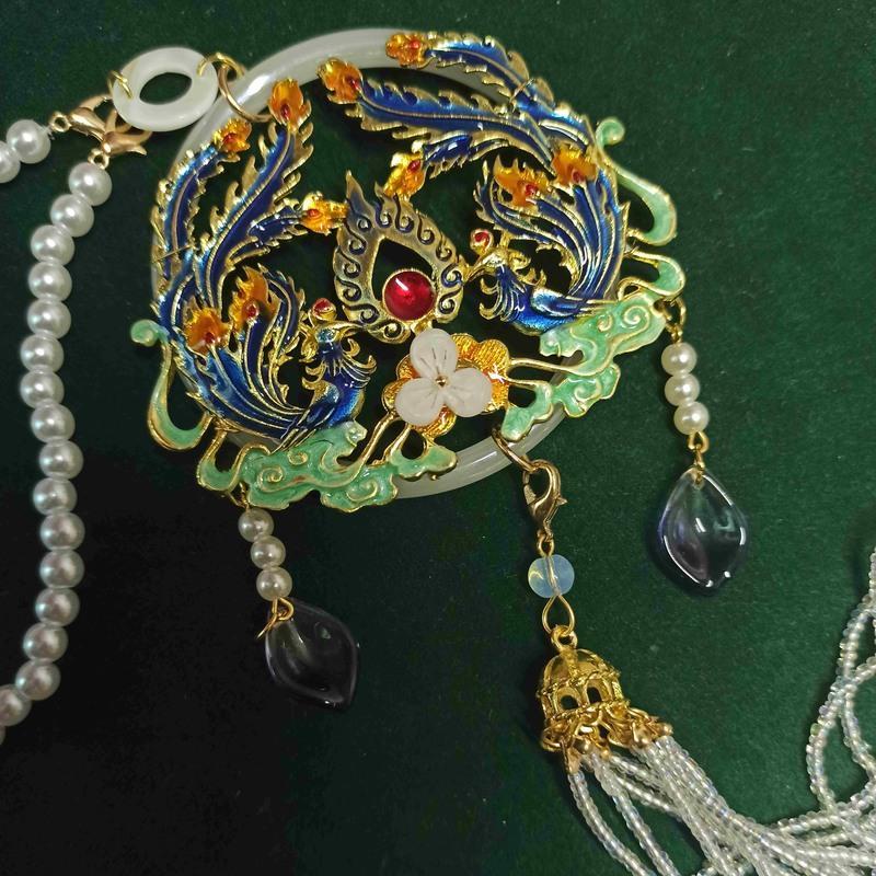 偏蓝 汉服装饰禁步压襟腰饰唐装饰品古风吊坠旗袍古风佩饰腰佩长流苏