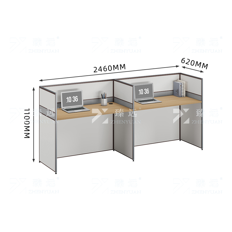 臻远 ZYGW-006职员桌办公桌屏风工作卡位直排双人位高清大图